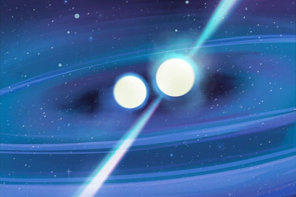 Two neutron stars colliding with each other 